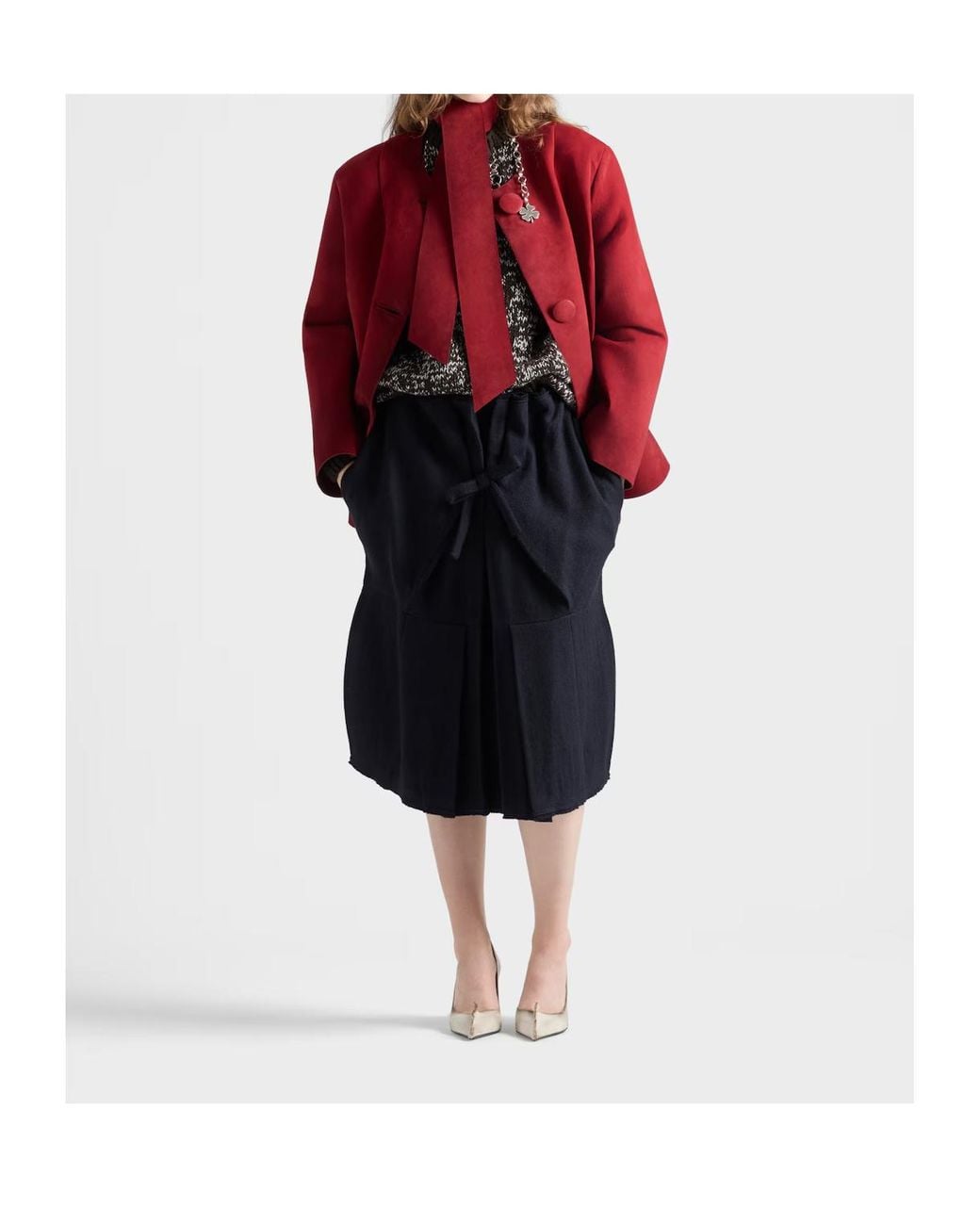 Prada Blue Chevron Midi Skirt