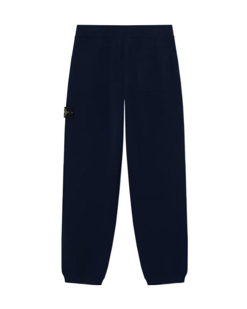 Stone Island Blue Knitted Logo-Patch Joggers for men