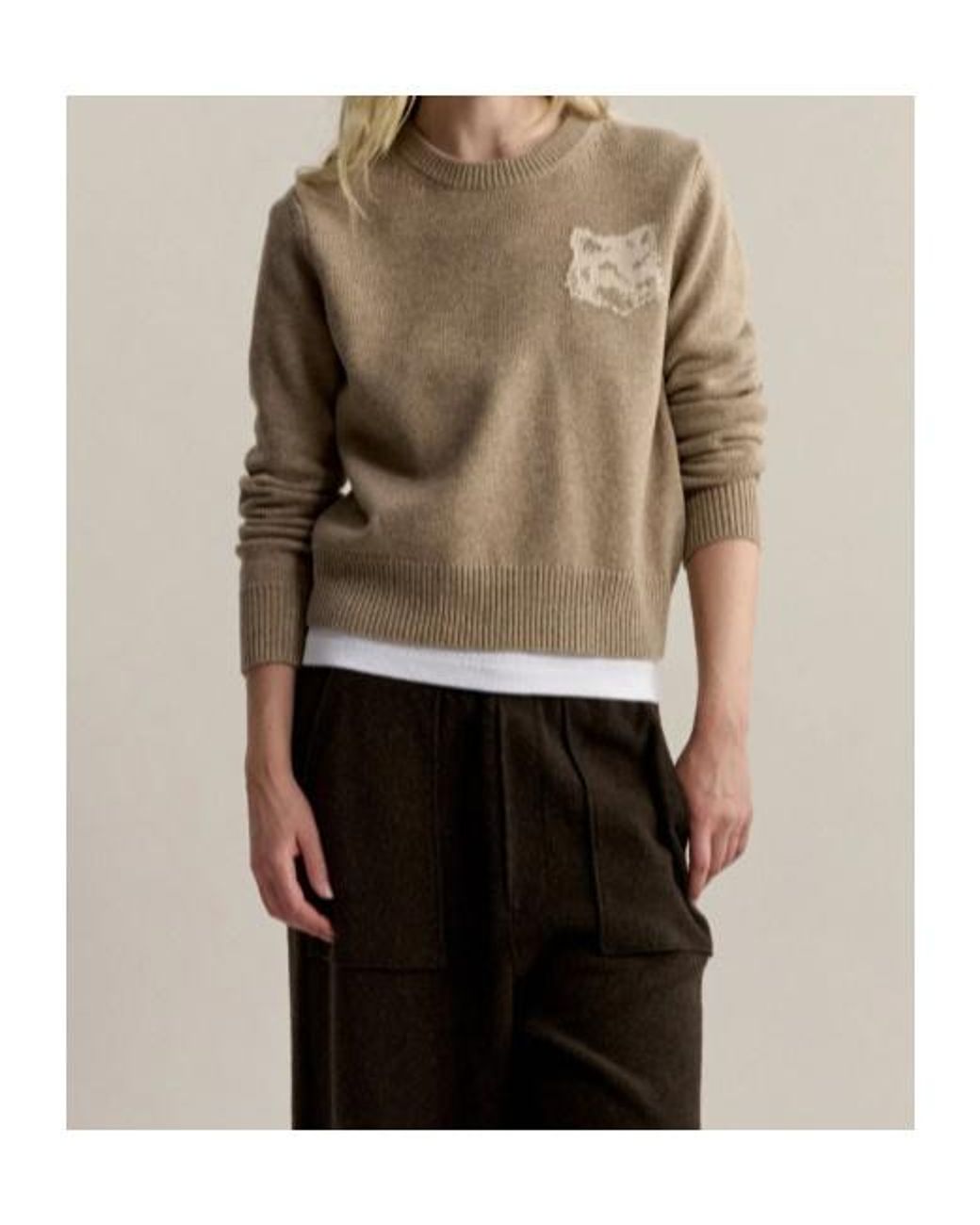 Maison Kitsuné Natural Fox Head Intarsia Merino Jumper