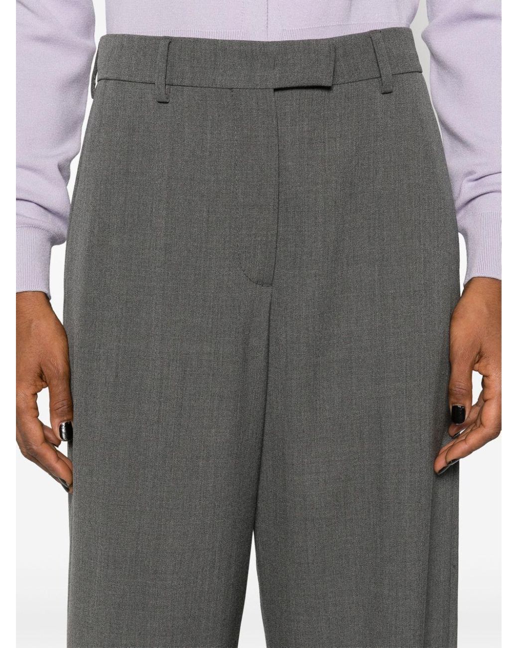 Valentino Gray High Waist Straight Leg Pants