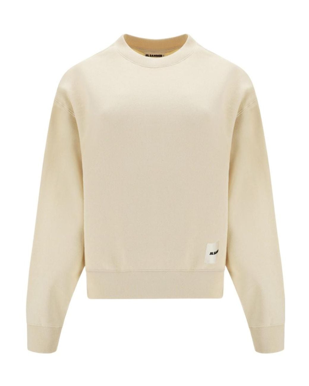 Jil Sander Natural Logo-Patch Straight Hem Sweatshirt