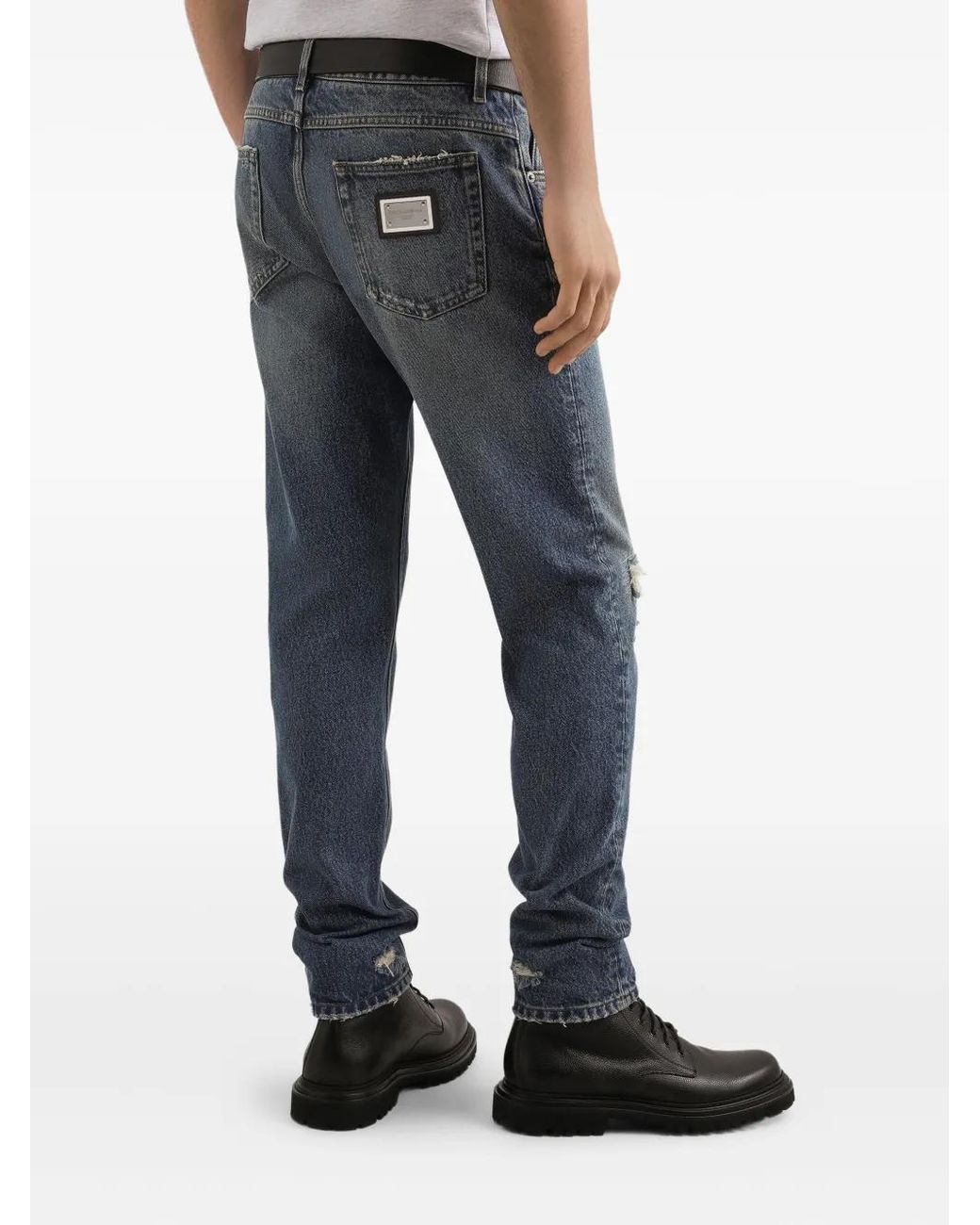 dolce-gabbana-faded-jeans-with-logo-plaque-in-blue-for-men-lyst