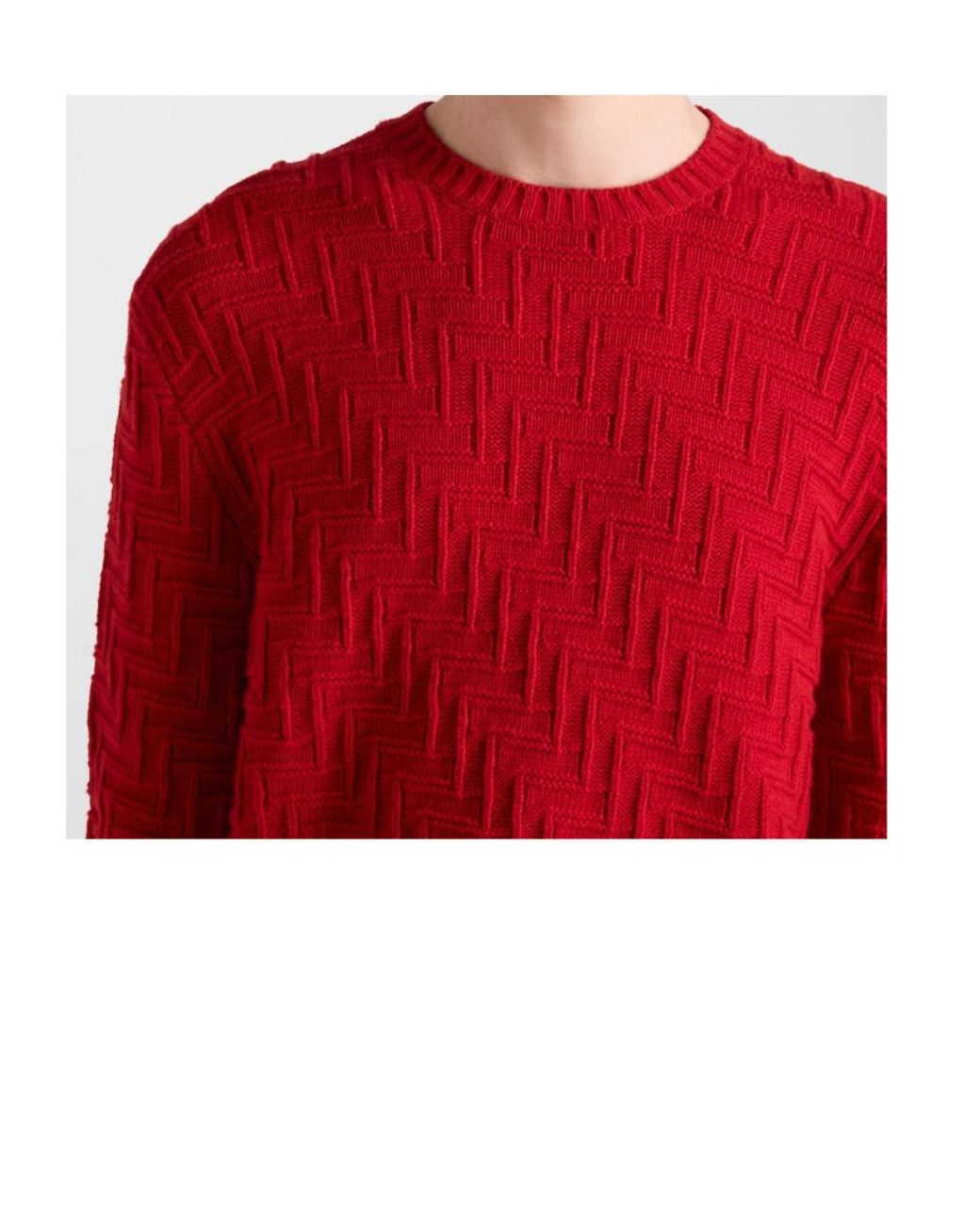 Prada Red Crewneck Knitted Sweater for men