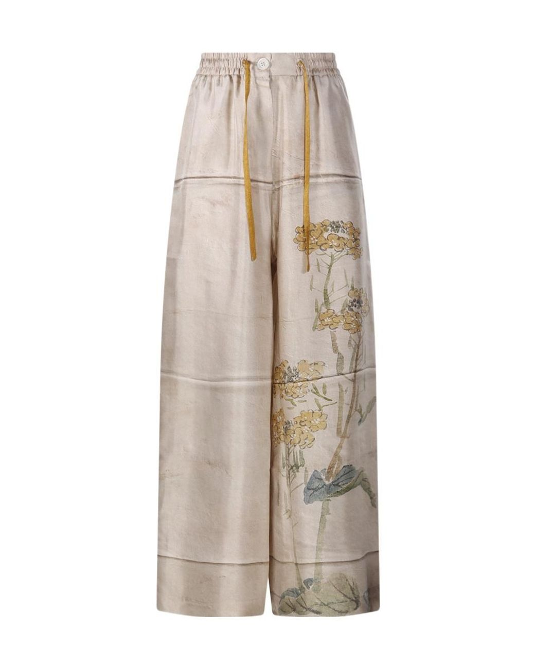 Pierre Louis Mascia Natural Aloe Wide-Leg Pants