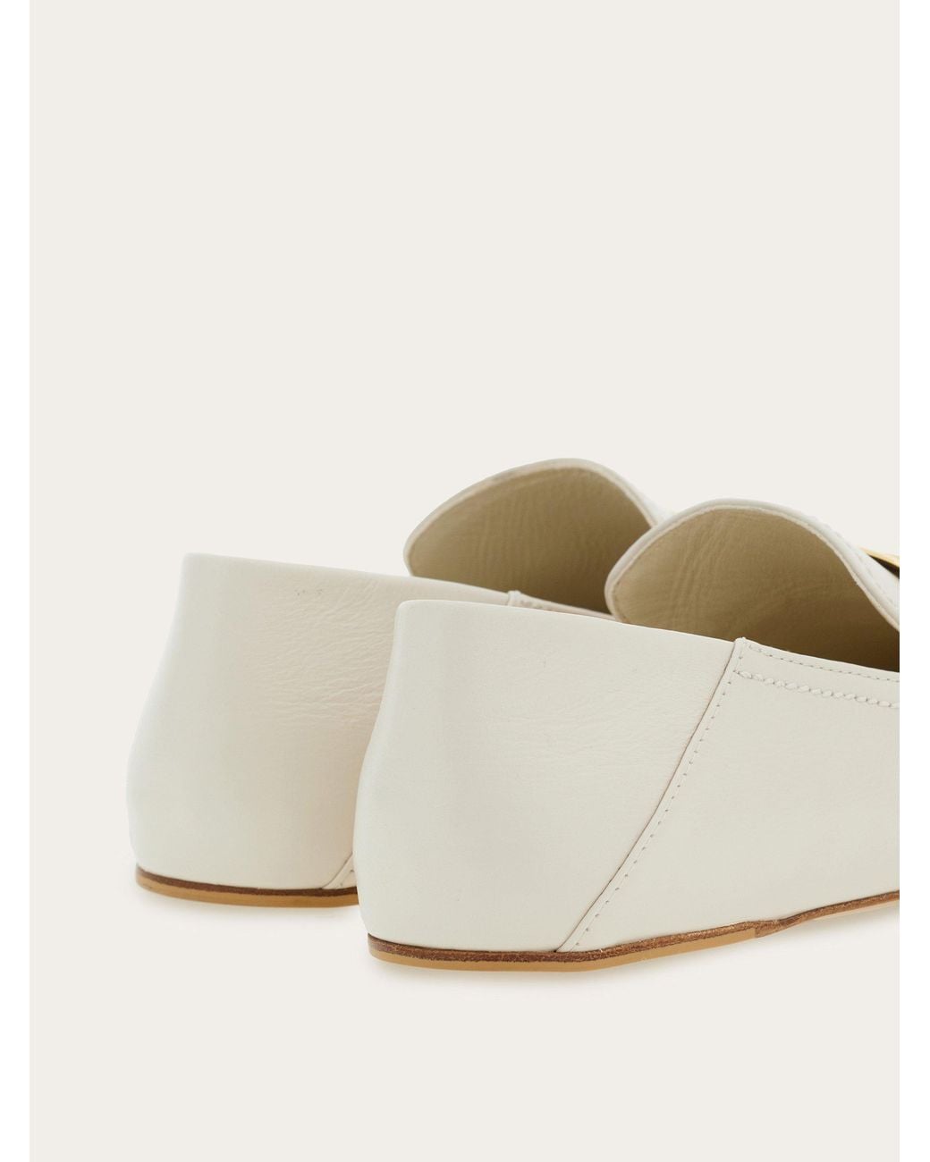 Ferragamo White Round Head Loafer Shoes