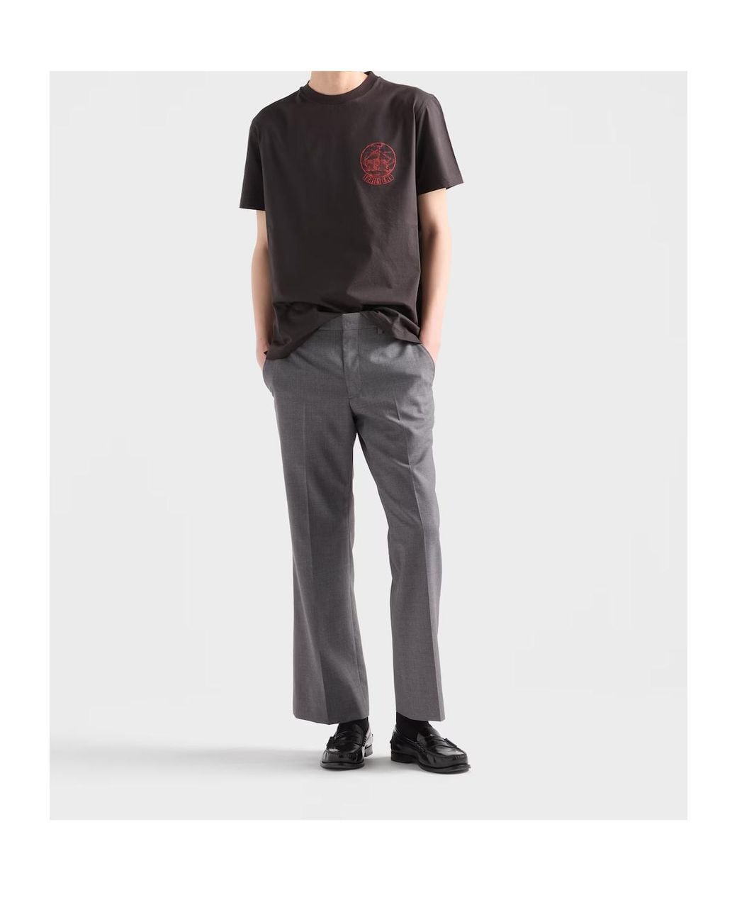 Prada Gray Printed Cotton T-Shirt for men