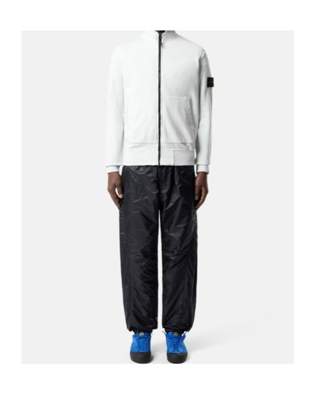 Stone Island White Zip-Up Logo-Patch Sweatshirt for men