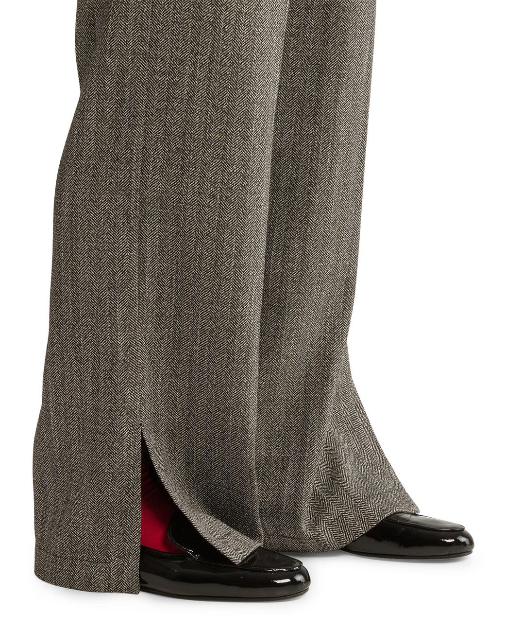 Forte_forte Gray Herringbone Casual Trousers With Side Slits