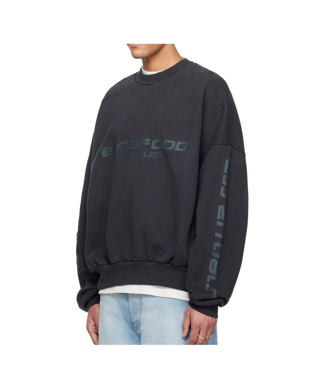 Fear Of God Black Los Angeles Heavy Fleece Cropped Sweatshirt for men