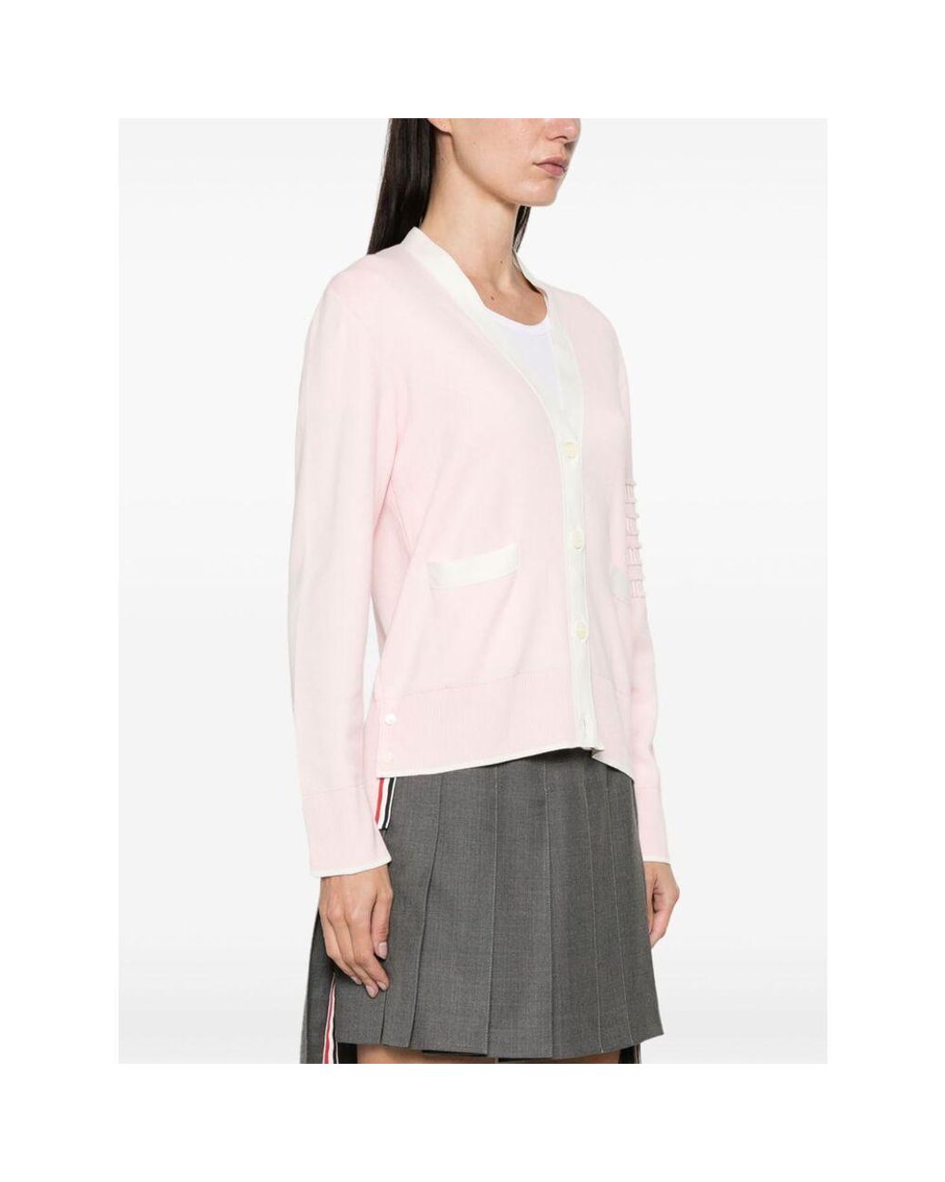 Thom Browne Pink 4-Bar Cardigan
