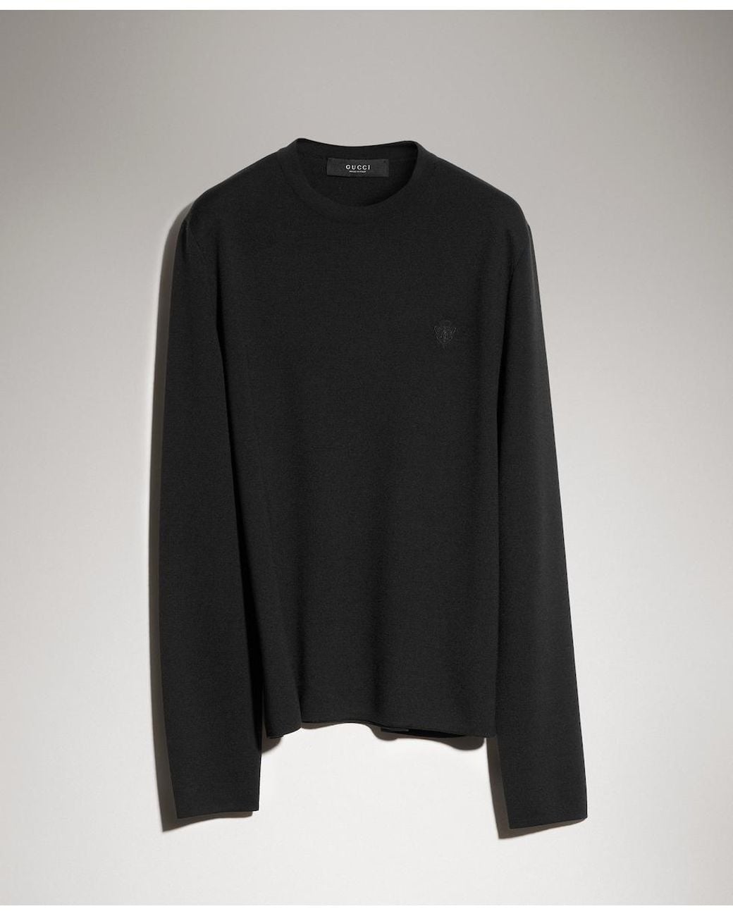 Gucci Black Wool Sweater With Embroidery for men