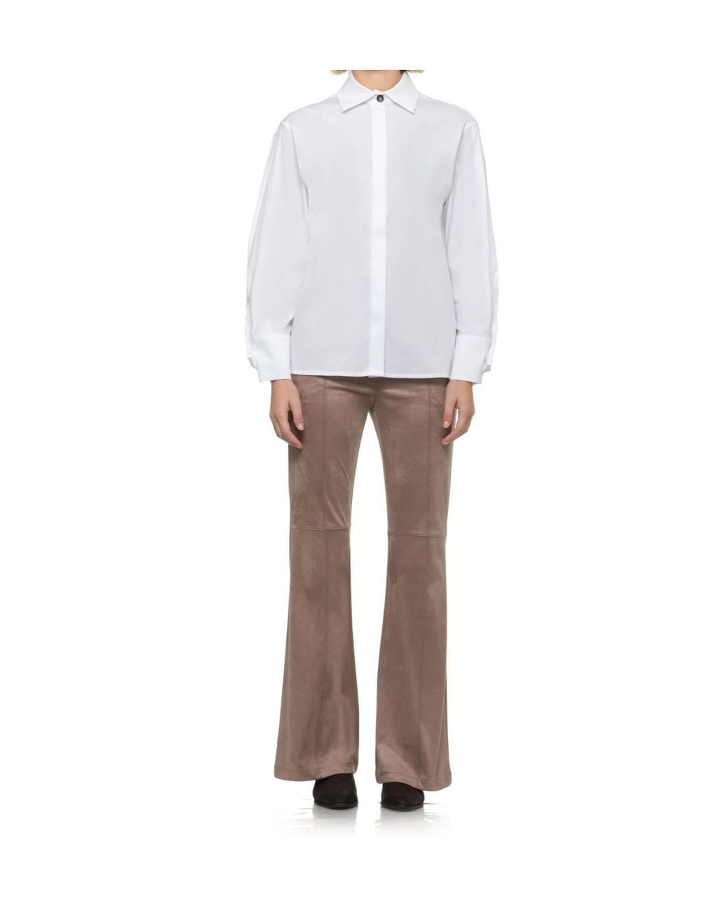 D.exterior White Concealed Placket Shirt