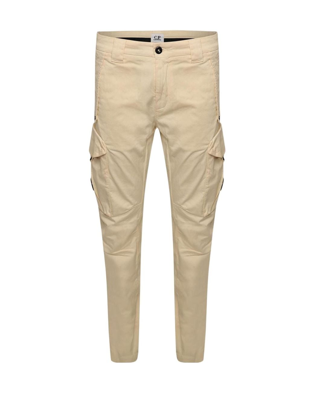 C P Company Natural Sateen Stretch Cargo Lens Pants for men