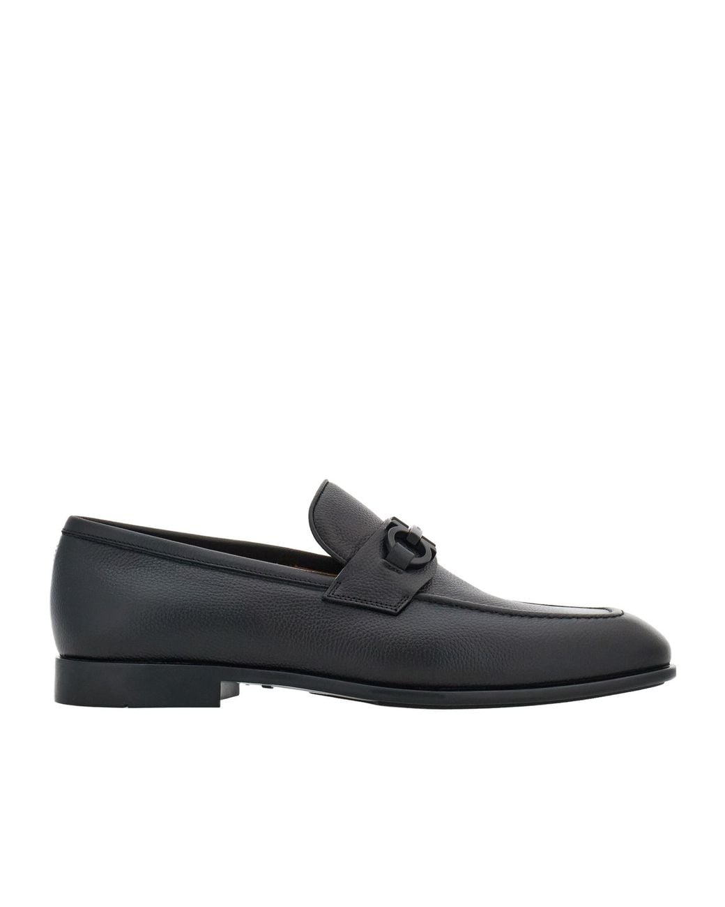 Ferragamo Black Ferragamo Gancini-Buckle Slip-On Loafers for men