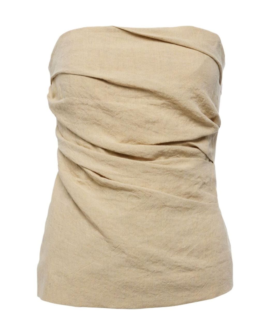 TOVE Natural Izel Strapless Linen Top
