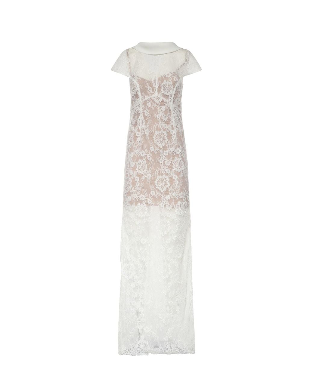 Self-Portrait White Scoop Back Lace Maxi Dress