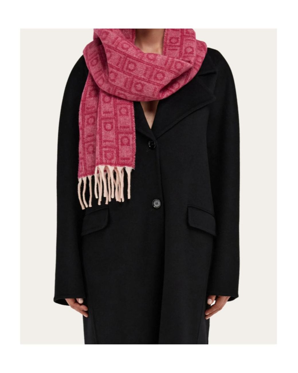 Ferragamo Pink Letter Pattern Scarf