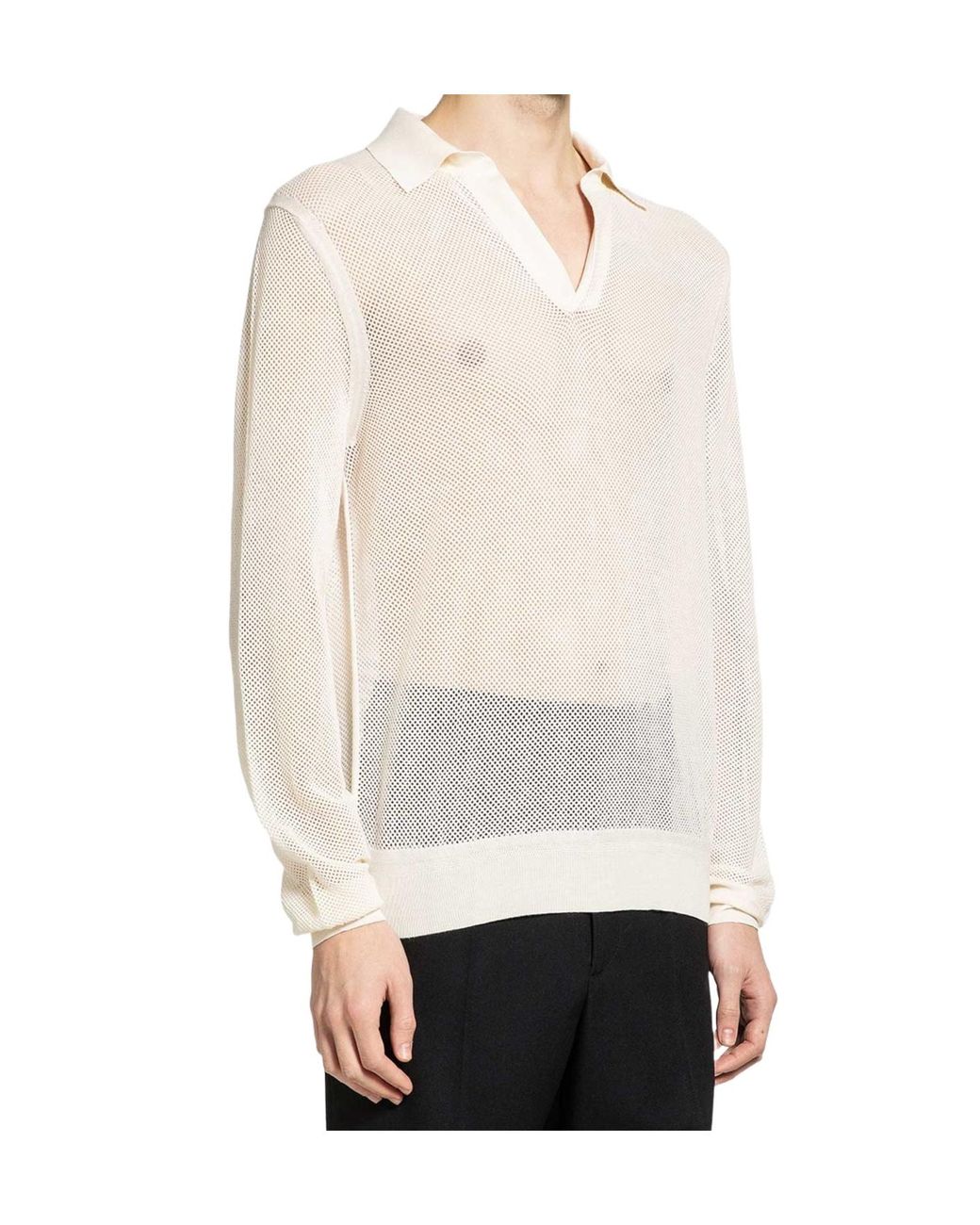 Tom Ford White Semi-Sheer Long-Sleeve Sweater for men