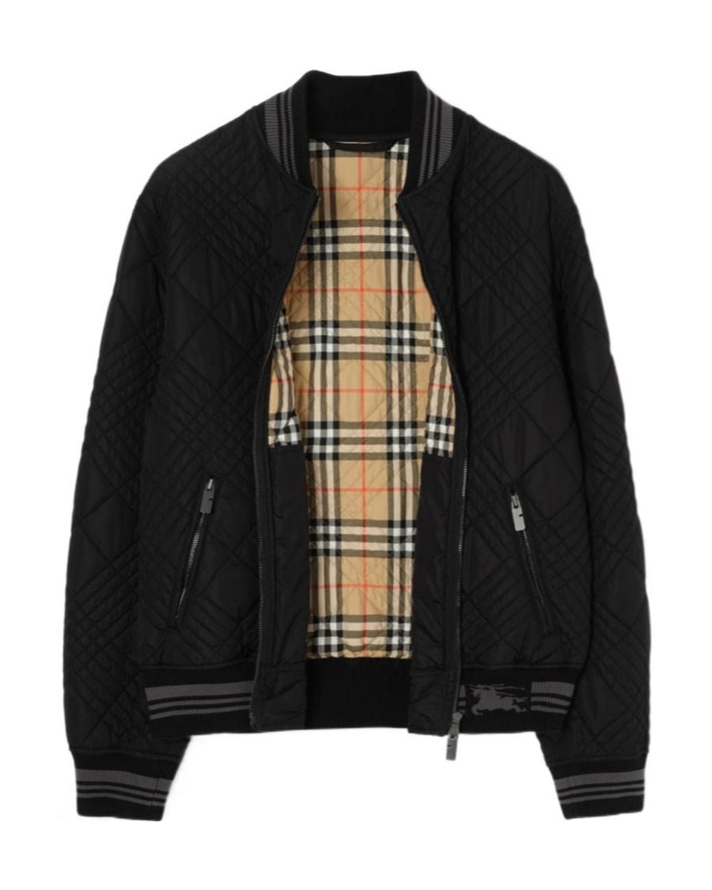 Burberry Black Micro Check-Stitch Rakewood Bomber Jacket for men