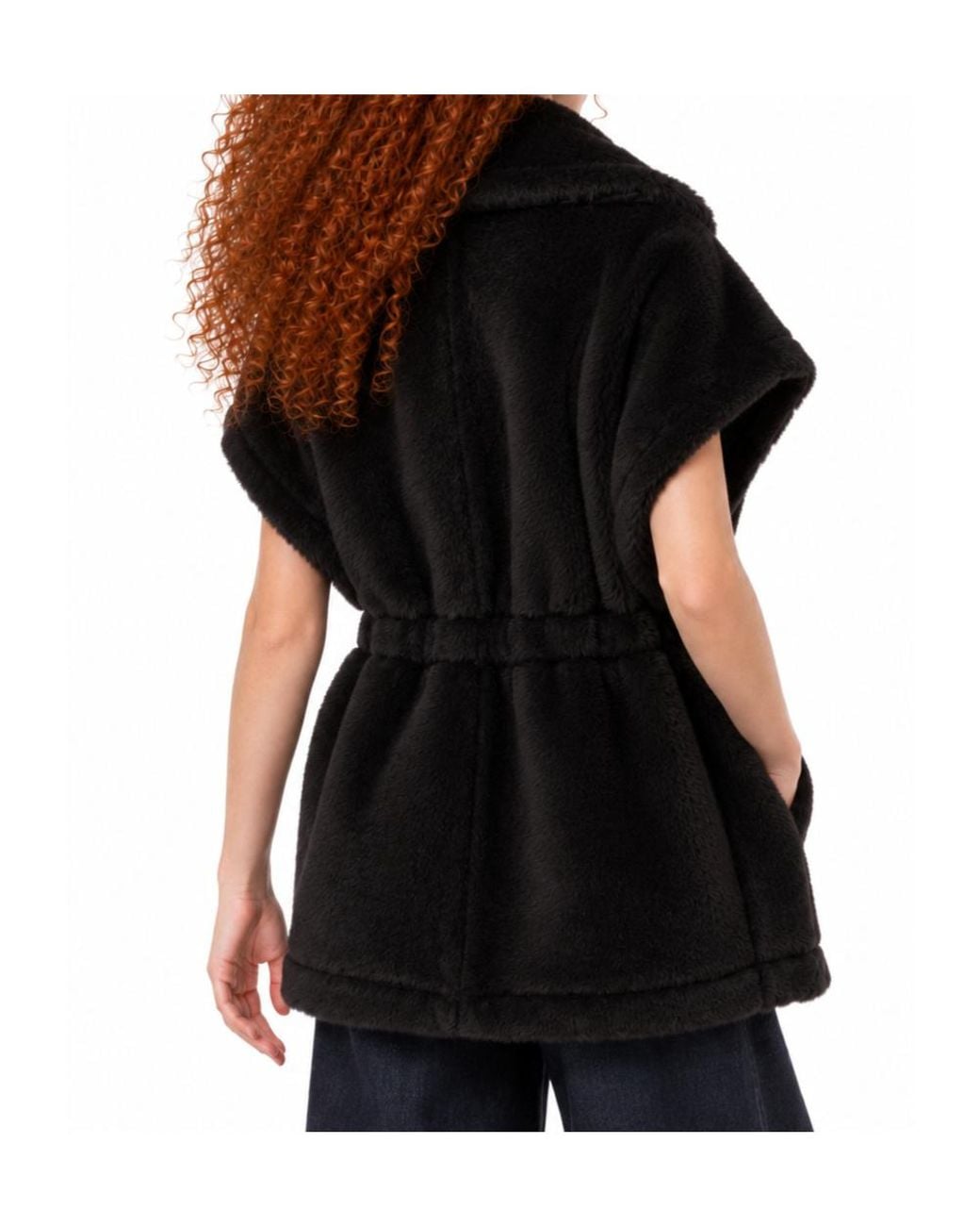 Max Mara Black Alpaca And Wool Teddy Cape