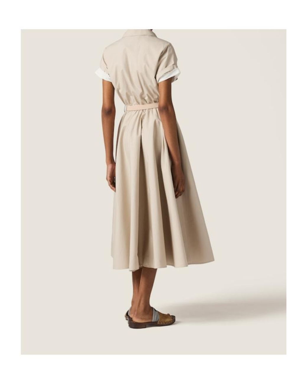 ワンピース MIUMIU CAPPUCCINO COTTO BLEND SHIRT DRESS Miu Miu Shirt Dress Miu Miu