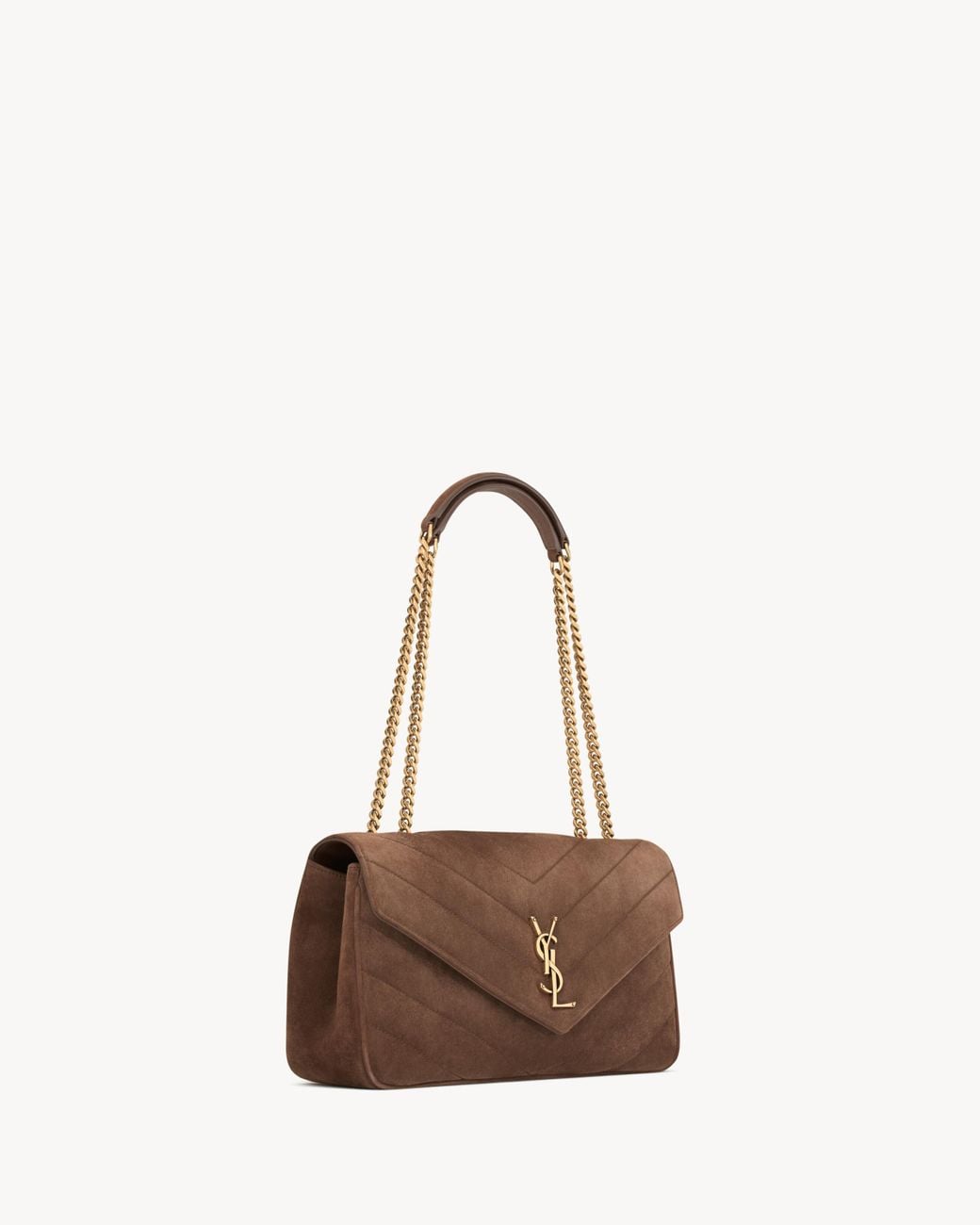 Saint Laurent Brown Loulou Logo Plaque Medium Shoulder Bag