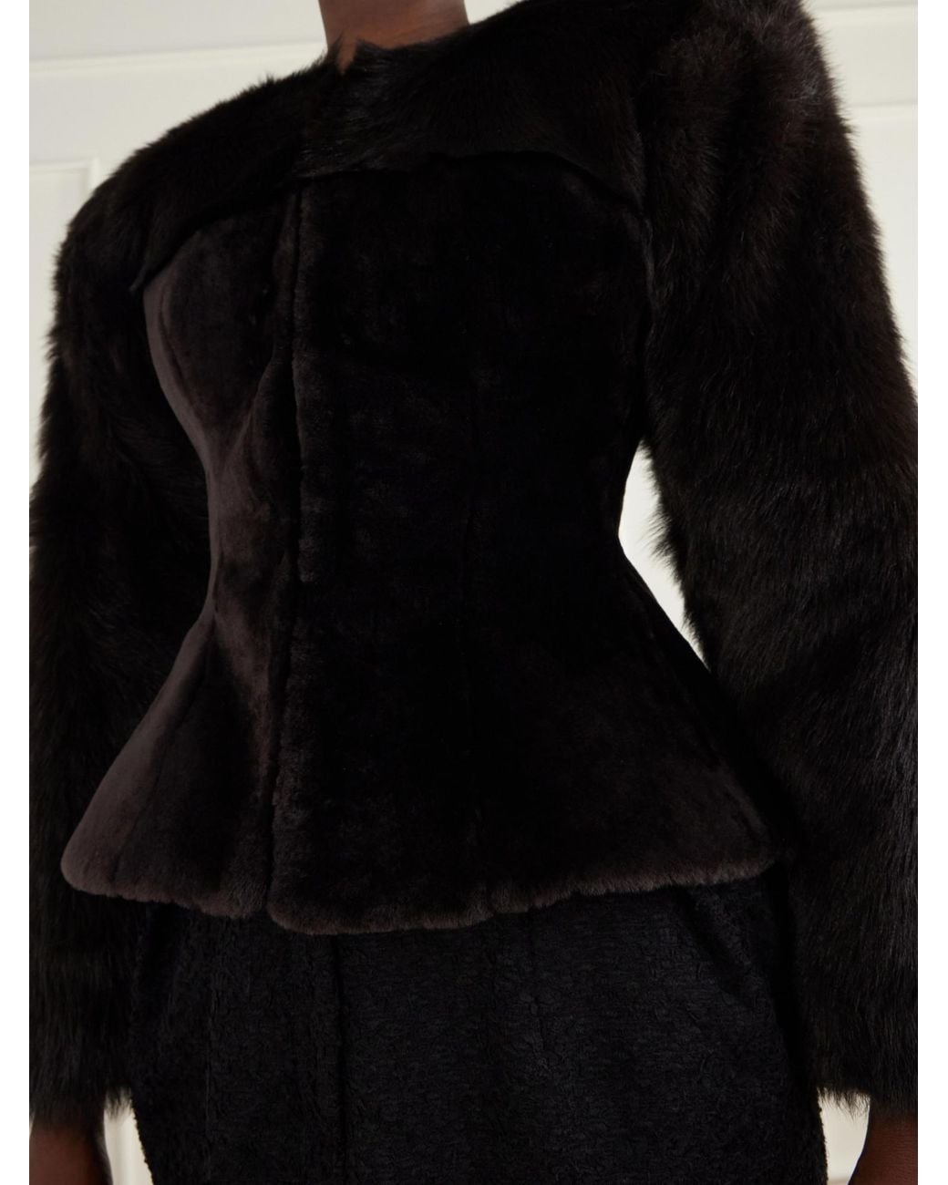 Magda Butrym Black Fitted Faux Fur Jacket