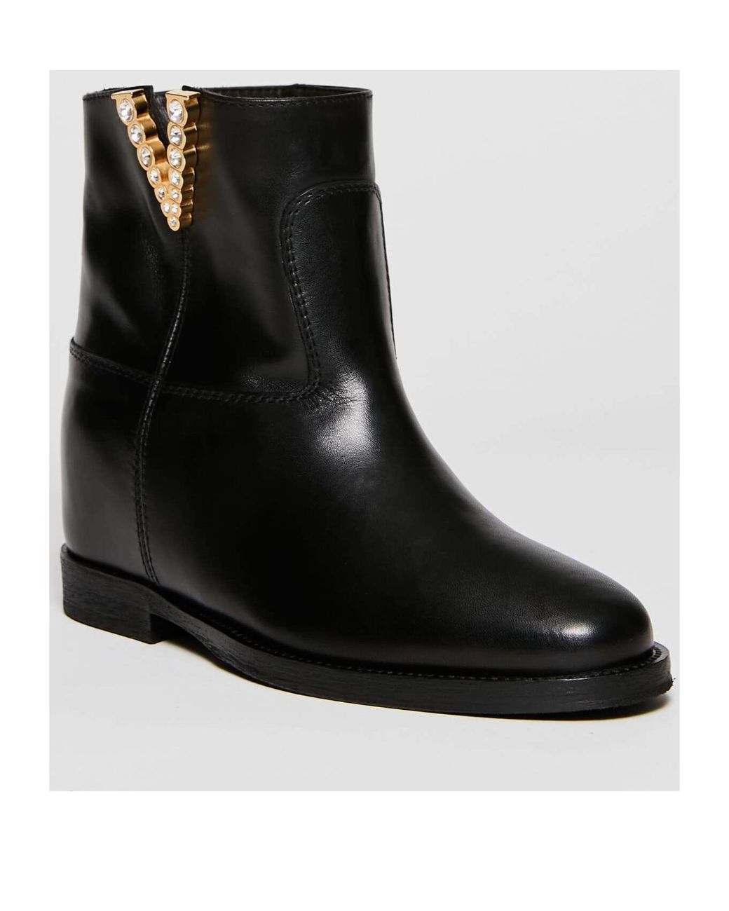 Via Roma 15 Black Logo Details Short Boots