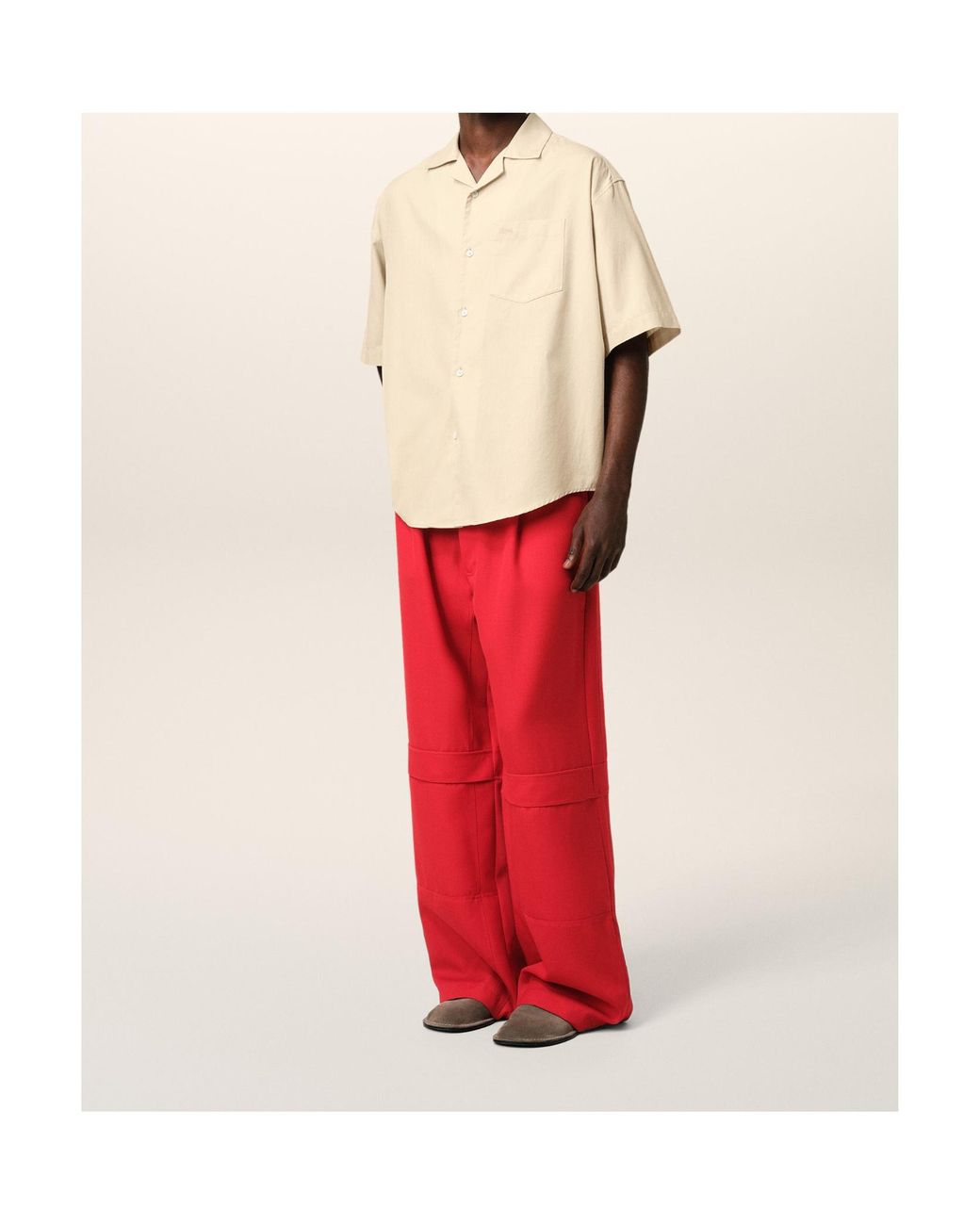 AMI Natural Short-Sleeved Boxy Shirt for men