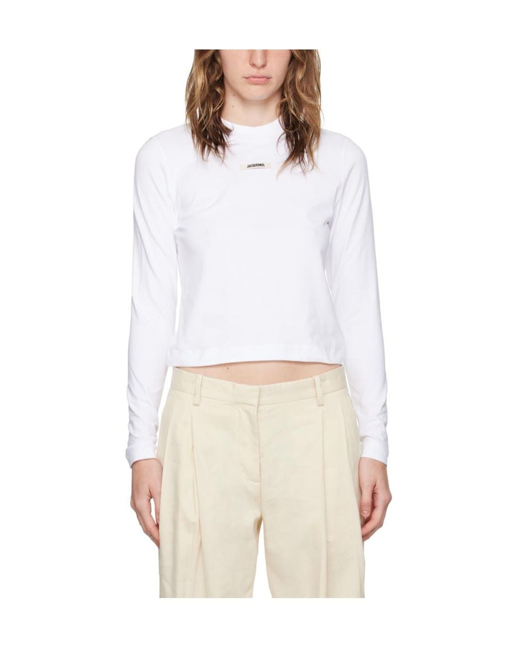Jacquemus White Logo Patch Long-Sleeve Top