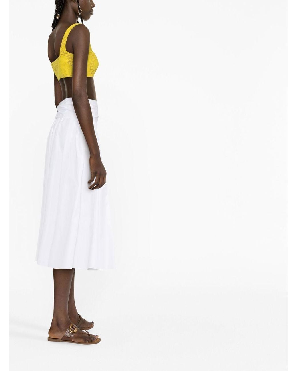 Valentino Yellow Cropped Pointelle-Lace Top