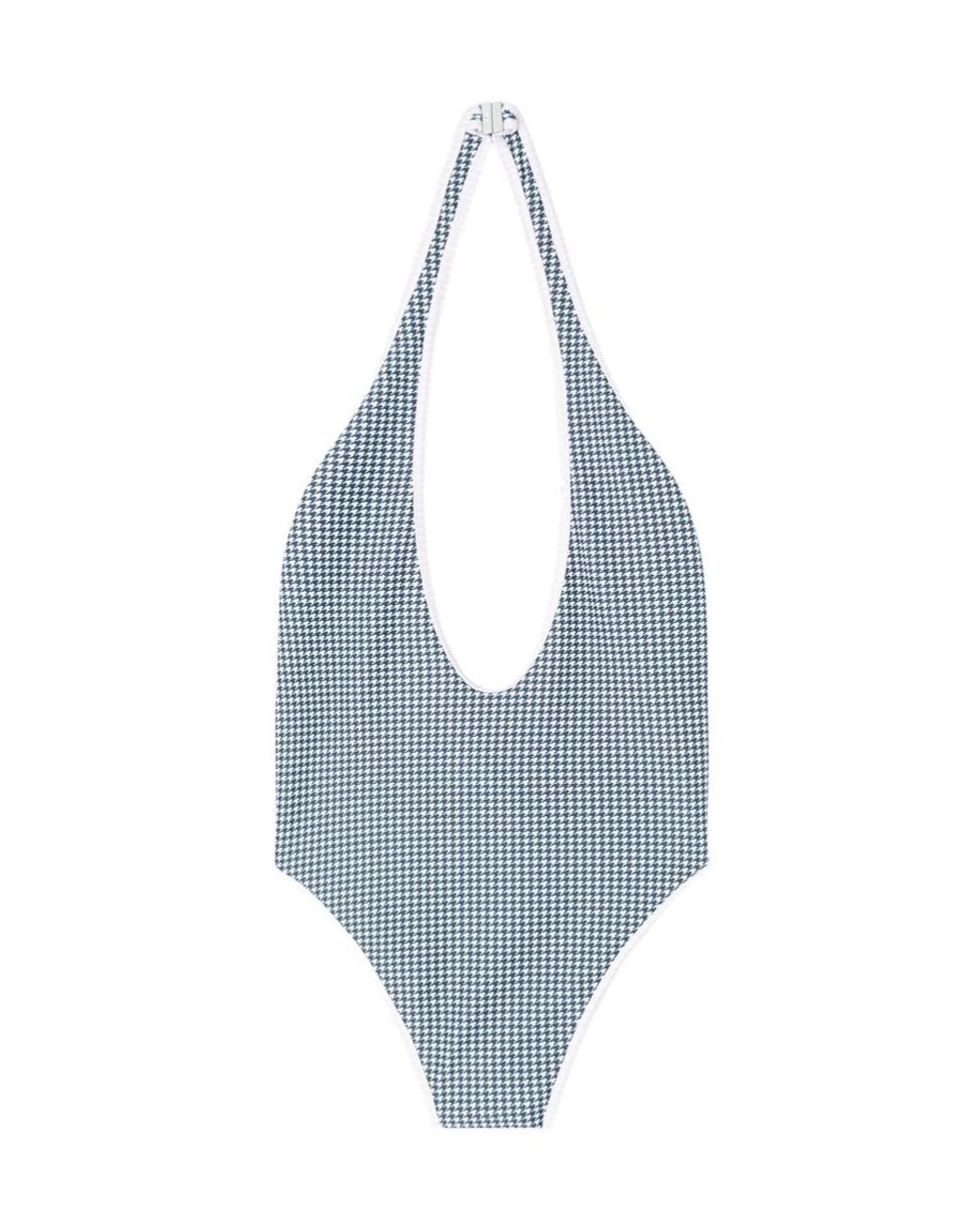 DIESEL Blue Allie-D-Core Houndstooth Printed Swimsuit