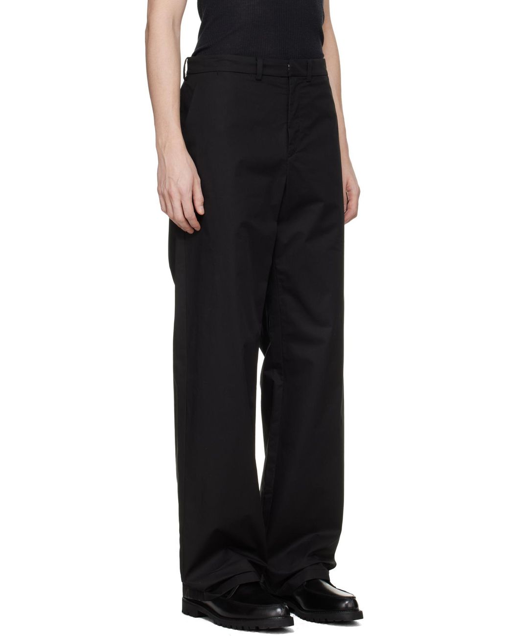 Rier Black Casual Pants With Belt Loops for men