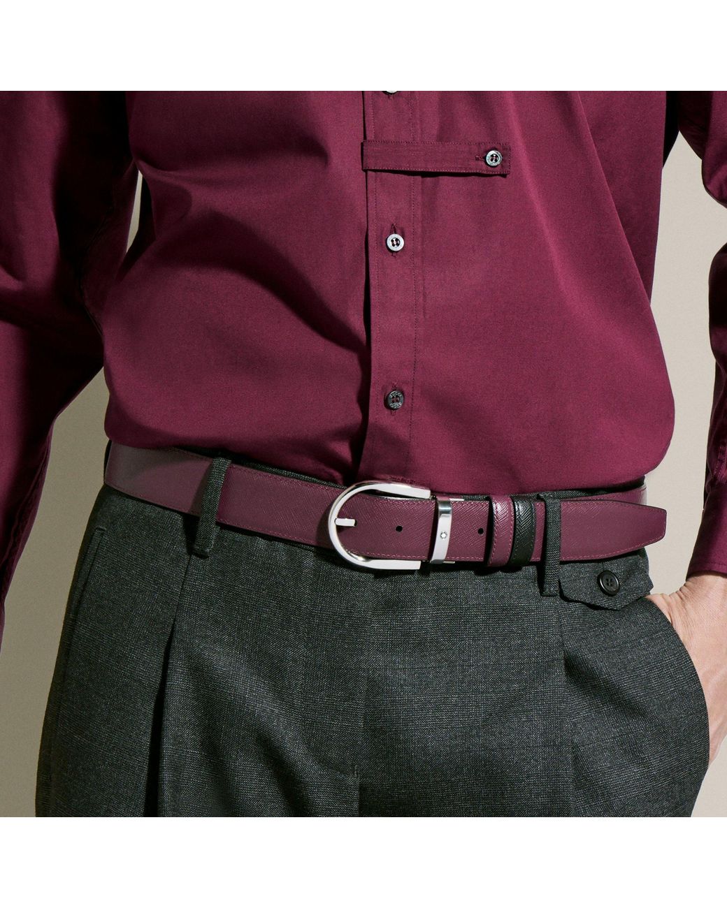 Montblanc Multicolor Horseshoe Buckle/Cassis 35Mm Reversible Leather Belt for men