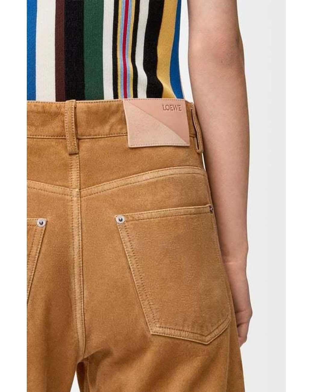 Loewe Natural Suede-Finish Wide-Leg Trousers