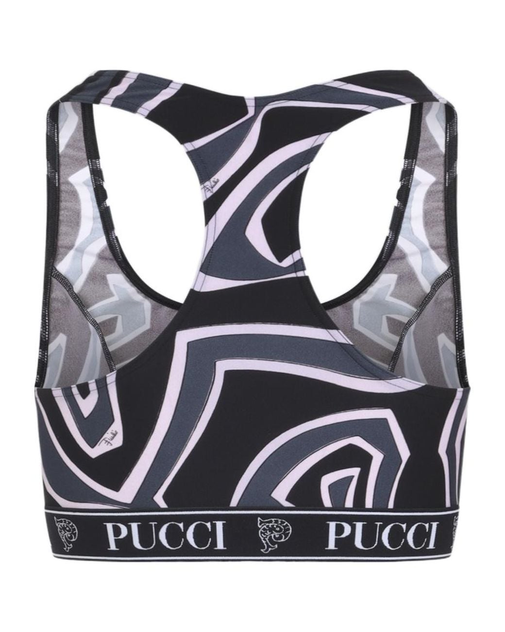 Emilio Pucci Blue Pucci Logo Underband Printed Cropped Top