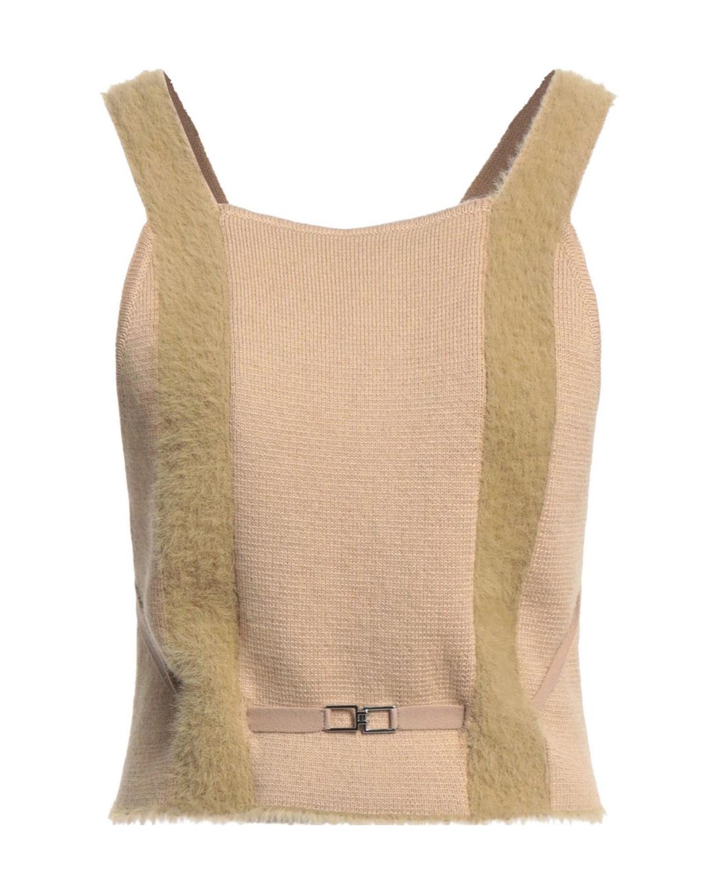 Jacquemus Natural Sleeveless Square-Neck Knit Top