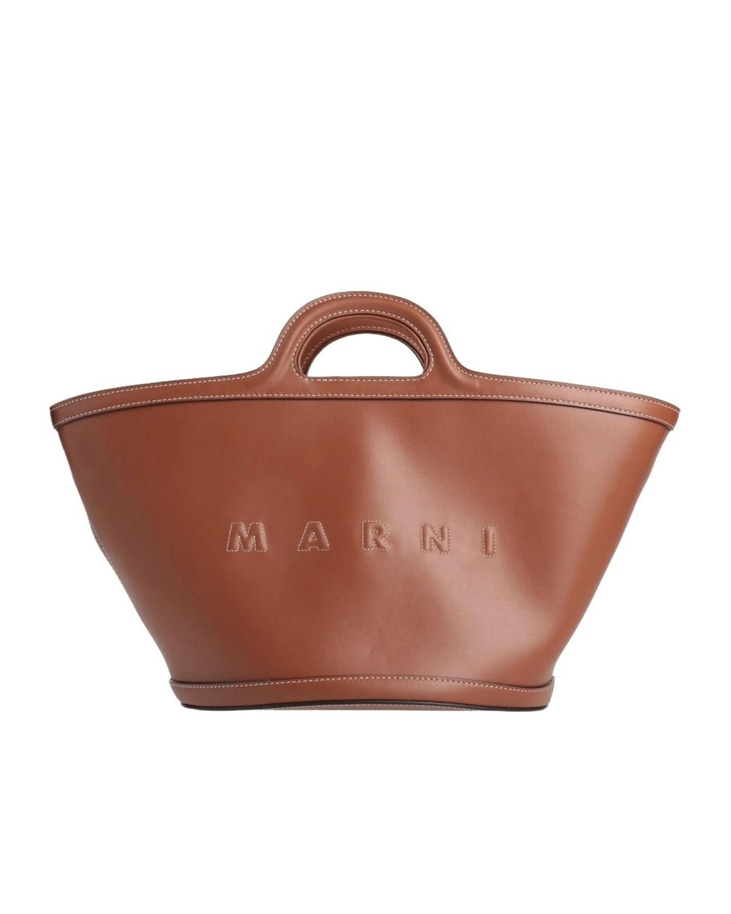 Marni Brown Large Leather Tote Bag