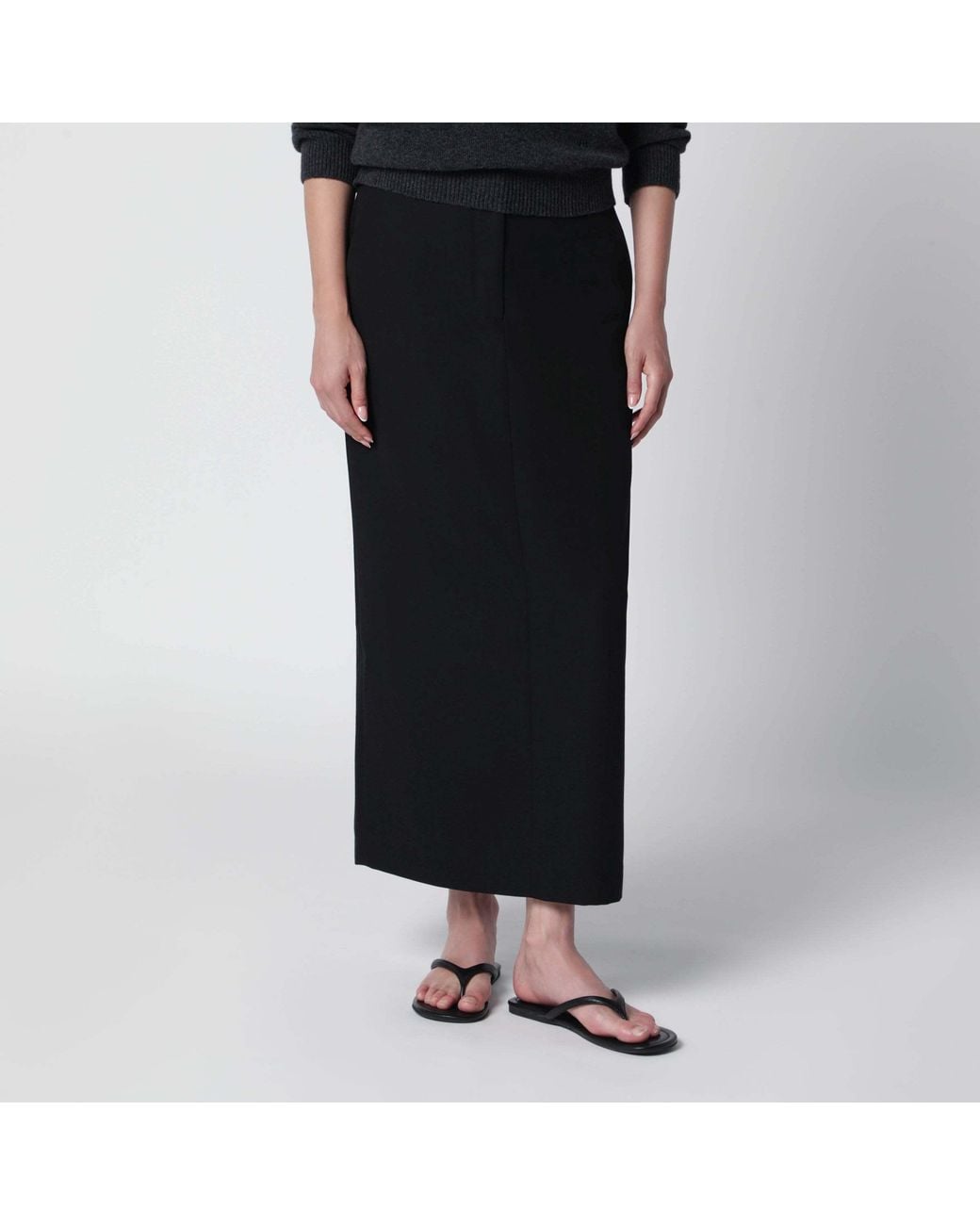 Totême Black Belt Loop Midi Skirt