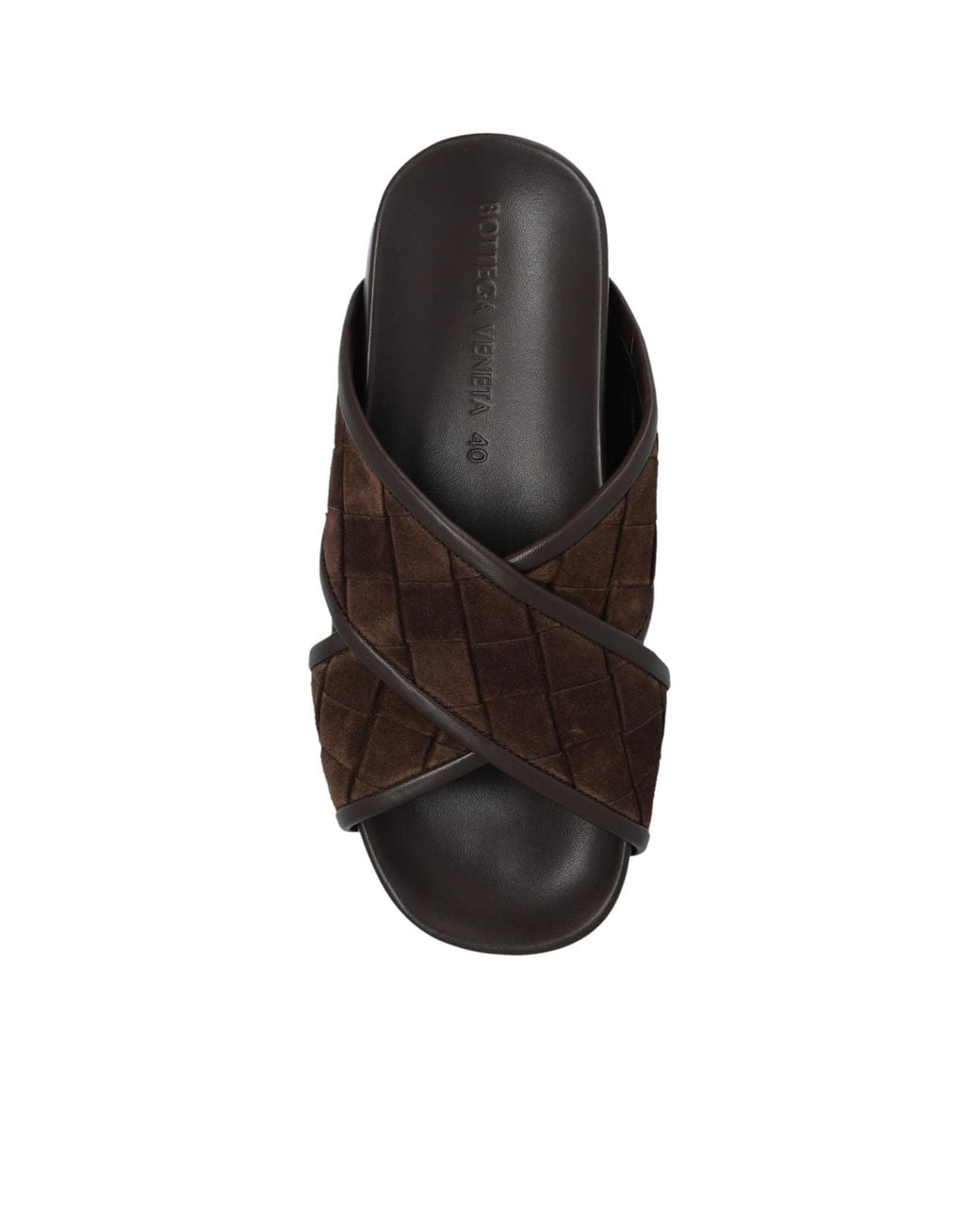 Bottega Veneta Brown Crossover Strap Slip-On Sandals for men