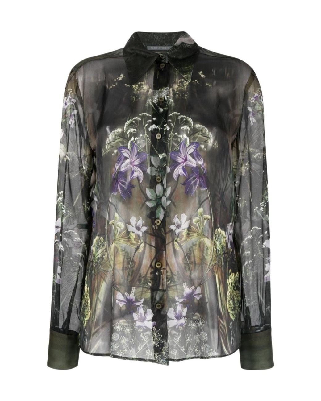 Alberta Ferretti Multicolor Floral-Printed Long-Sleeved Shirt