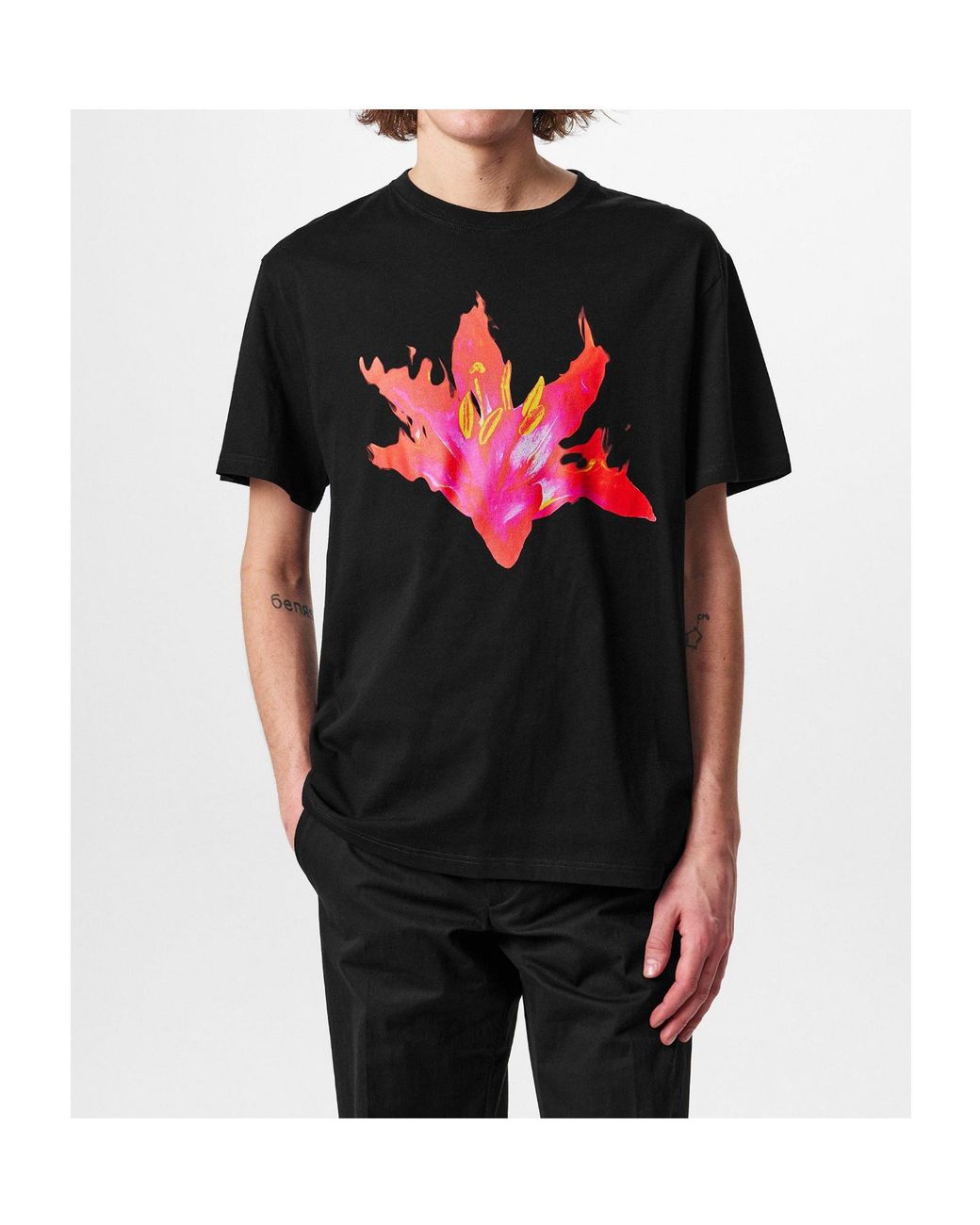 McQueen Black Crew Neck Short Sleeve Tee for men