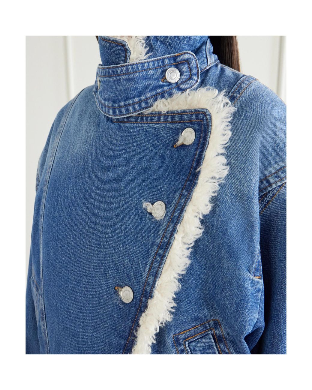 Isabel Marant Blue Valineo Shearling Denim Jacket