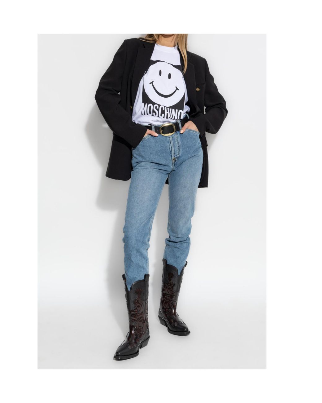 Moschino Black Single-Breasted Crepe Blazer