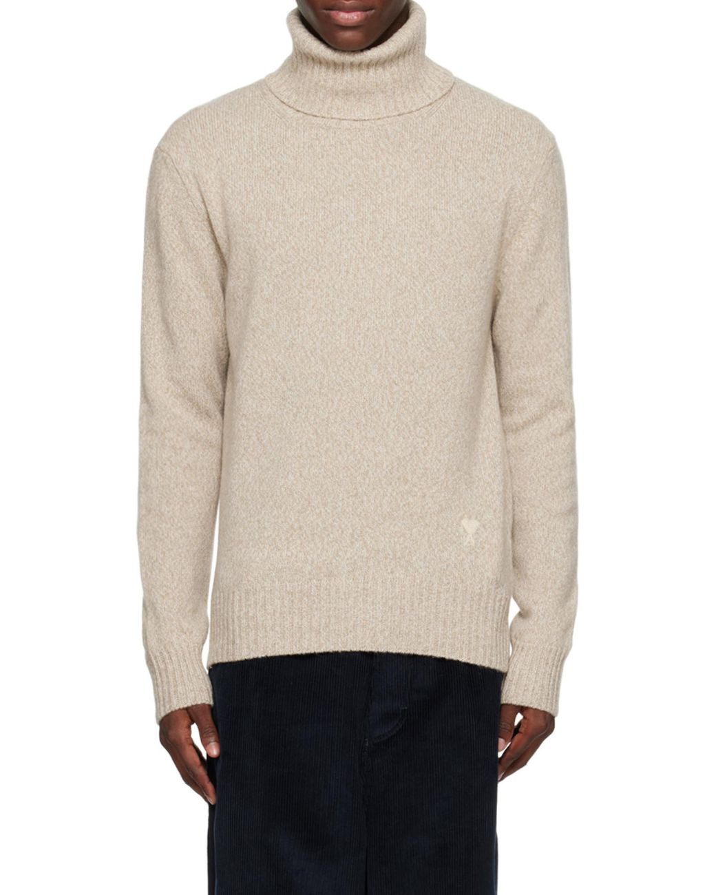 AMI Gray Ami De Coeur Roll Neck Knitted Jumper for men