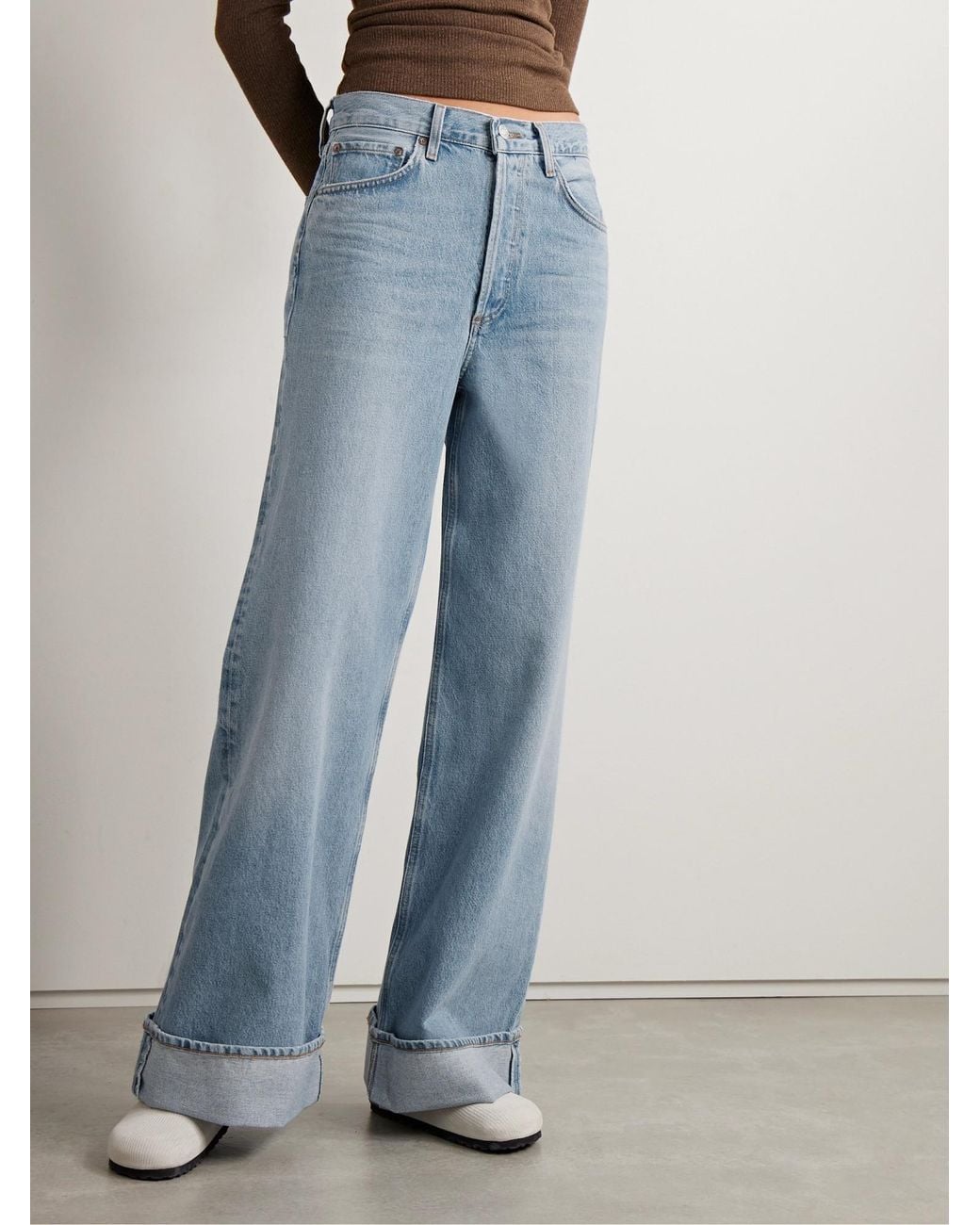 Agolde Blue High-Rise Wide-Leg Jeans