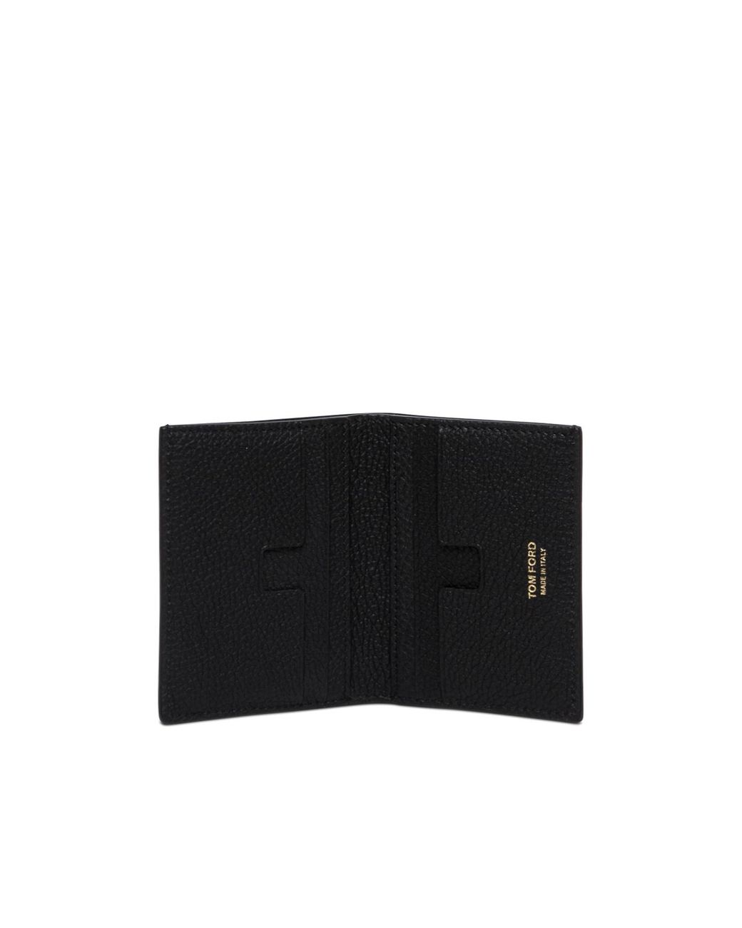 Tom Ford Black Textured Bi-Fold Card Holder for men
