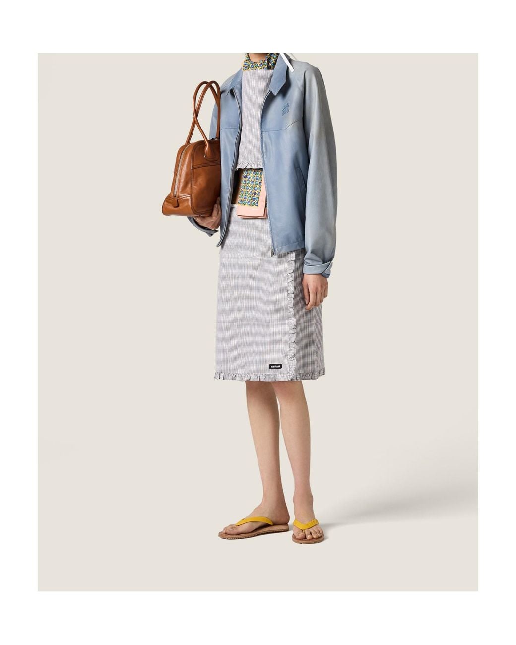 Miu Miu Blue Nappa Leather Jacket