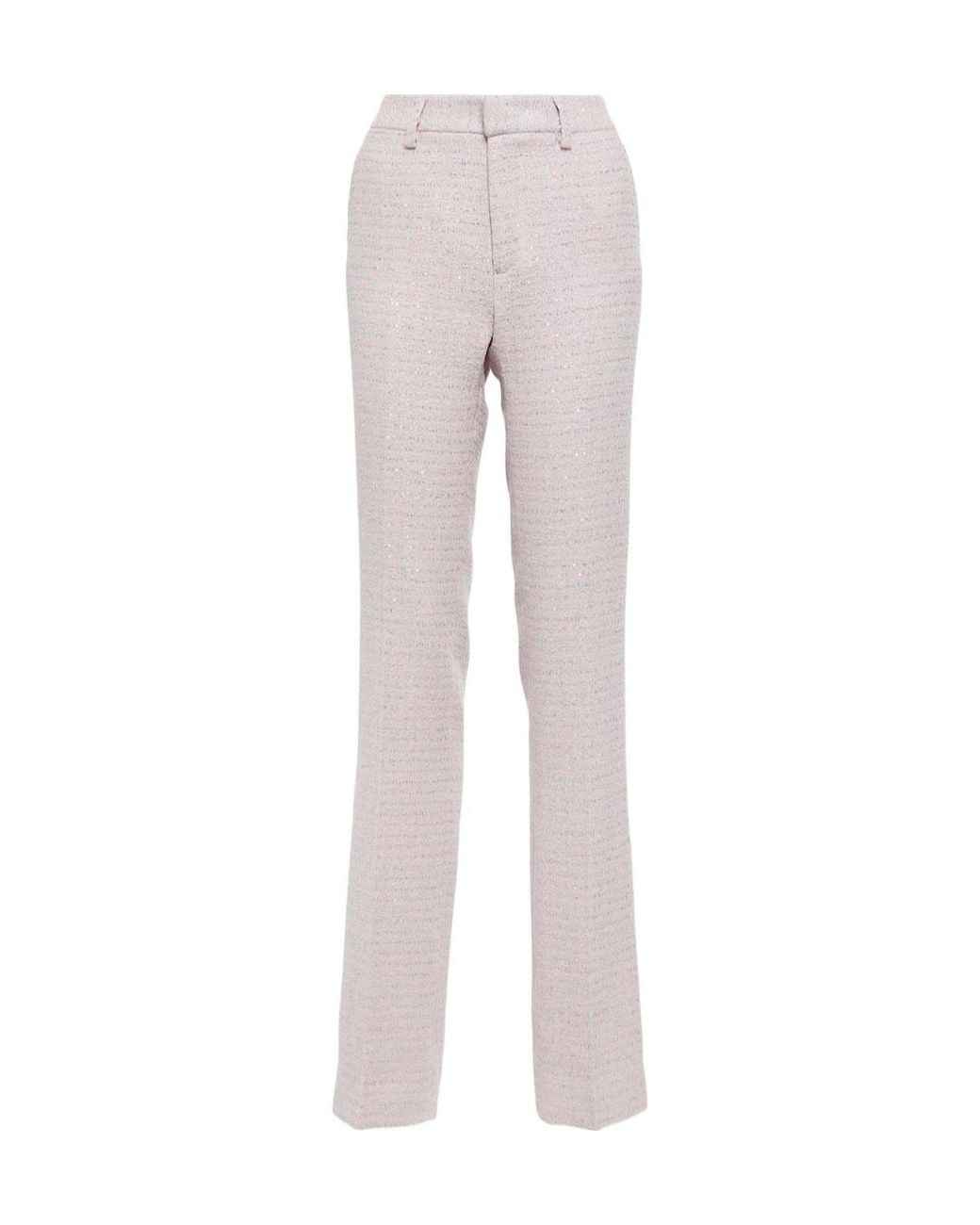 Alessandra Rich Gray Sequined Mid-Rise Straight Pants