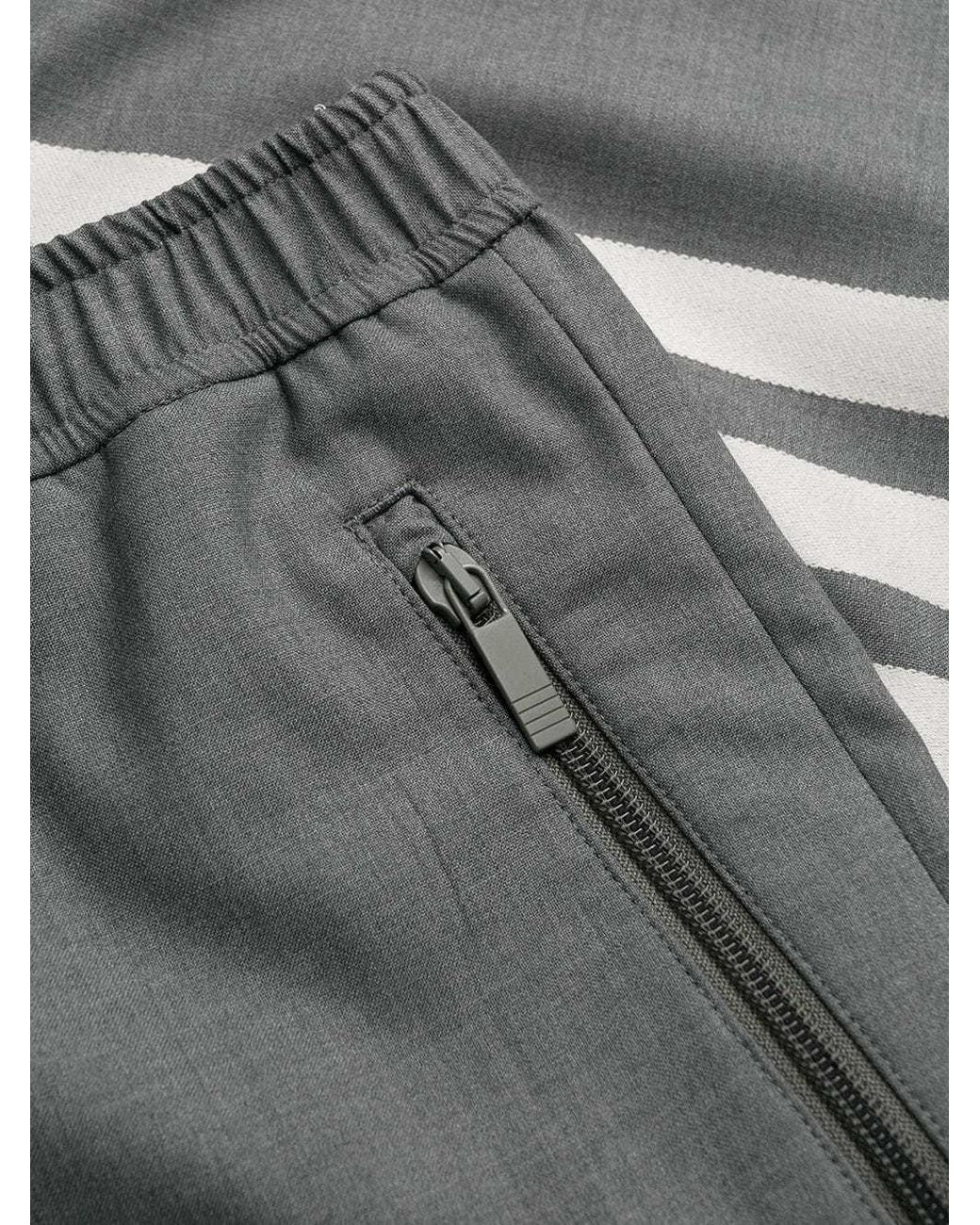 Thom Browne Gray Plain Weave Suiting Track Pants for men